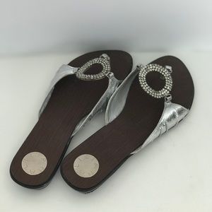 Dark Brown with Silver Accented Thong Slipper